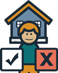 An icon depicting the decluttering and depersonalization process of the home staging services provided by Washington Square Residential.