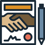 An icon depicting the negotiating expertise of the team of real estate pros at Washington Square Residential which helps ensure a smooth sales process.